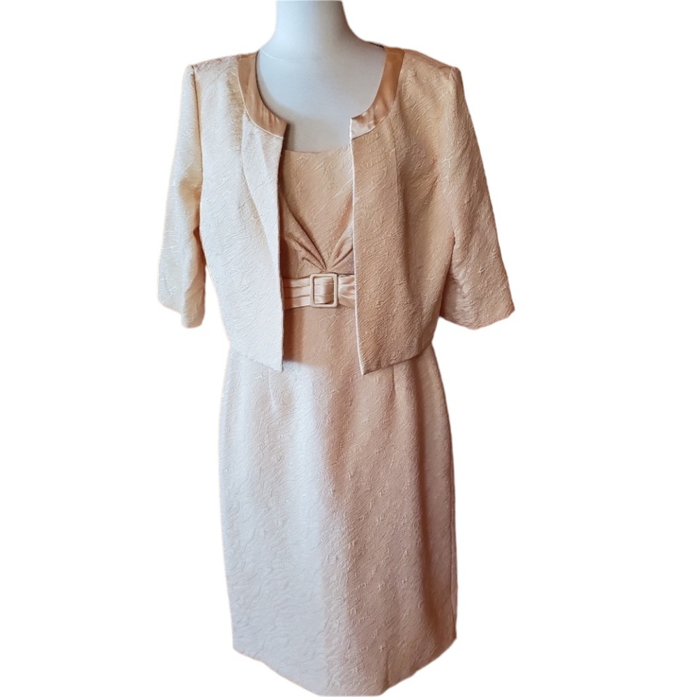1980s Plaza South‎ Collection Light Tan Dress & Bla